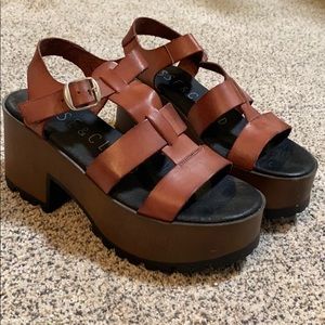 Brown Leather Platform Sandals-like new!